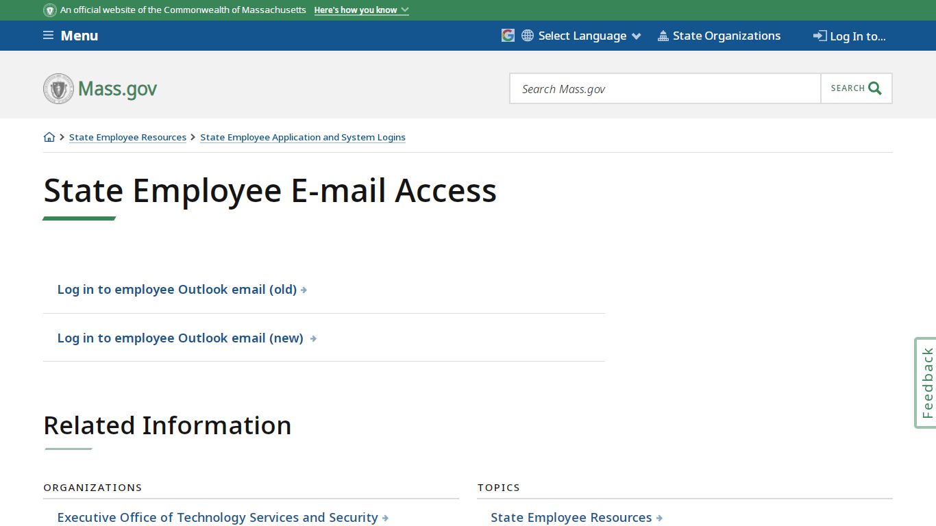 State Employee E-mail Access | Mass.gov